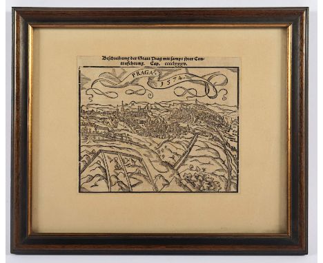 PRAG, Holzschnitt, 12,5 x 15, wohl aus der Cosmographia von Sebastian Münster, R.