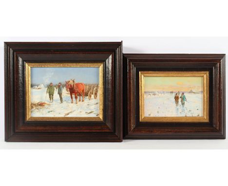 MÖRITZ, Fritz (1922-1994), "Paar Winterlandschaften", Öl/Malplatte, 14 x 19 und 11,5 x 16, jeweils signiert, R.