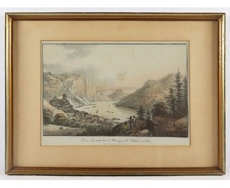 ELBE, "Des Environs de l'Elbe auprès de Wehlen en Saxe", kolorierte Lithografie, 26 x 39, von J.G., Jentzsch, A.19.Jh., R.