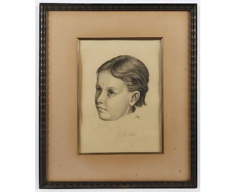 ZEICHNER DES 19.JH., "Portrait eines Jungen", Bleistift/Kohle/Papier, 29 x 21 (Passepartoutausschnitt), unten mittig "Julius 