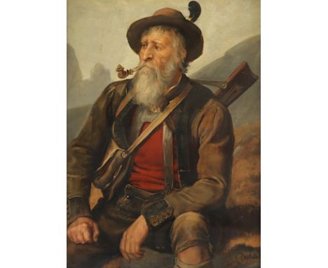 DEFREGGER, Franz von (1835-1921), "Portrait eines Jägers", Öl/Malkarton, 40 x 30, unten rechts signiert, beschnitten, R.