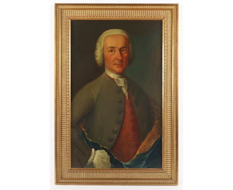 PORTRAITMALER WOHL 18.JH., "Bildnis eines Mannes mit Perücke", Öl/Lwd., 80 x 50, besch., auf Holz aufgezogen, R.