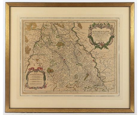 JÜLICH, kolorierter Stich, 45 x 56, nach Sanson, besch., R.