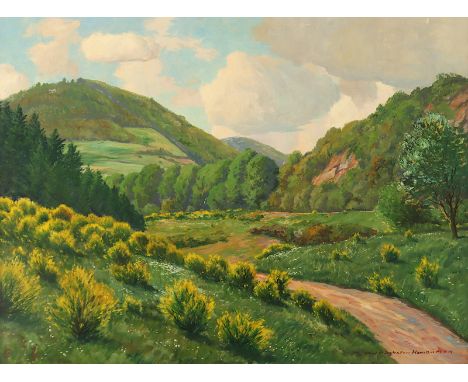 PÜTZHOVEN-HAMBÜCHEN, Paul (1879-1939), "Eifellandschaft mit blühendem Ginster", Öl/Lwd., 60 x 80, unten rechts signiert, R.