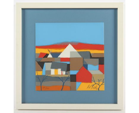 KORAB, Karl, "Häuser", Farbserigrafie, 20,5 x 20,5, nummeriert 17/30, handsigniert und datiert '02, R.