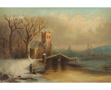 ROSE, M. (England E.19.Jh.), "Englische Winterlandschaft mit Kirche", Öl/Lwd., 31 x 45,5, unten links signiert, R.