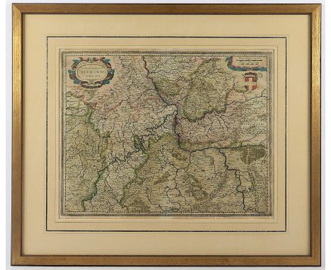 TRIER, kolorierter Kupferstich, 41 x 52, Mercator/Hondius, um 1608, rest., besch., R.