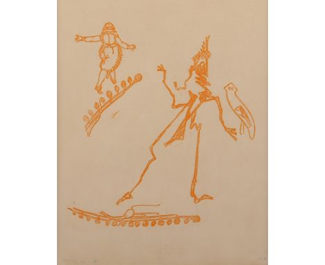 ERNST, Max, Arbeit aus "Lewis Carrolls Wunderhorn", Original-Lithografie, ca. 28 x 24, bez. e.a., handsigniert, R.