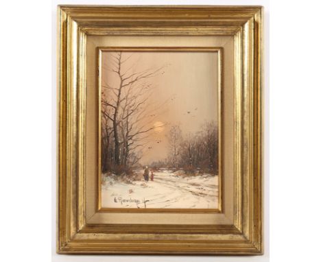RASENBERGER, Gernot (*1943), "Niederrheinische Winterlandschaft", Öl/Lwd., 24,5 x 18, unten links signiert, R.