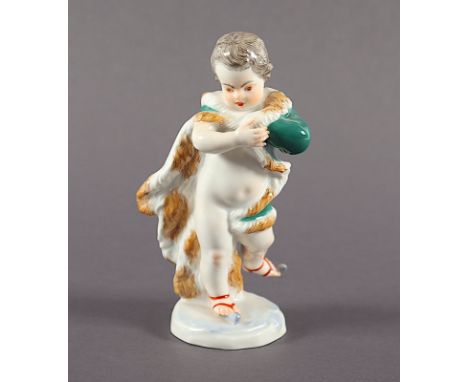 ALLEGORISCHE FIGUR "DER WINTER", farbig staffiert, H 13, Bossierernr. 112, Malernr. 8, Modellnr. A 71, Entwurf Johann Joachim