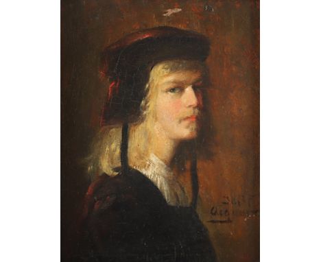 AIGNER, Joseph Matthäus (1818-1886), "Portrait eines jungen Mannes", Öl/Holz, 12 x 9, unten rechts signiert, R.