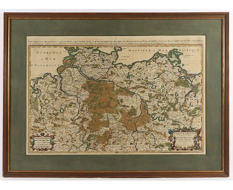 DEUTSCHLAND - NIEDERSACHSEN, kolorierter Kupferstich, 58 x 87, SANSON, 18.Jh., besch., R.