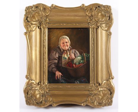 NITSCH, Richard (1866-1945), "Schlesierin", Öl/Holz, 18 x 14, oben rechts signiert, verso bez., R.