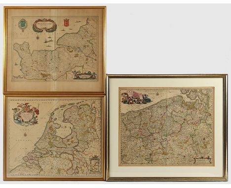 DREI LANDKARTEN, Normandie, Belgien, Flandern, kolorierte Kupferstiche, bis 46 x 56, besch., bei N.Visscher und Janssonius, 1