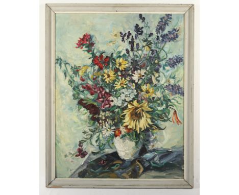 SCHMITZ, Hugo (1903-1965), "Blumenstilleben", Öl/Hartfaser, 97 x 76, unten links signiert und "57" datiert, R.