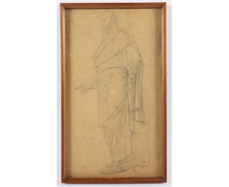 SCHRAUDOLPH, Claudius (1813-1891), "Gewandstudie", Bleistift/Papier, 35 x 20, verso Zuschreibung, R.