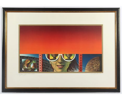 HAUSNER, Rudolf, "Gegenüber", Original-Farblithografie, 38 x 68, nummeriert 169/200, handsigniert, 1983, R.