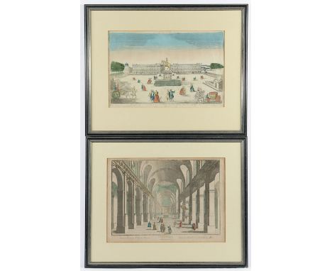 ZWEI GUCKKASTENBLÄTTER, Paris, kolorierte Kupferstiche, ca. 28 x 40, 18.Jh., R.