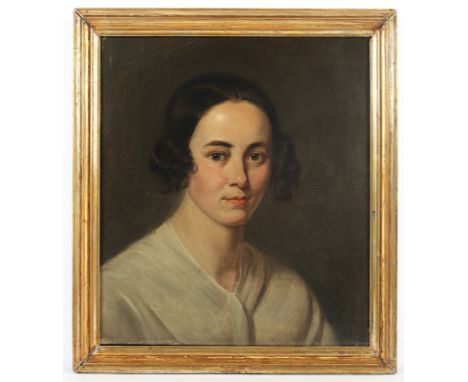 PORTRAITMALER DES 19.JH., "Bildnis einer Frau", Öl/Lwd., 44 x 38, doubliert, rest., R.