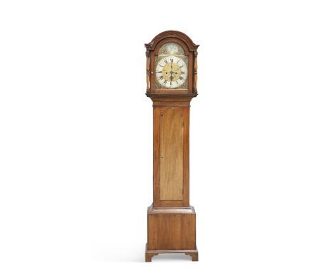 A GEORGE III MAHOGANY EIGHT-DAY LONGCASE CLOCK, the 11¼-inch&nbsp;brass break-arch dial signed 'RICH THOMAS/ST SKEVERNE', wit