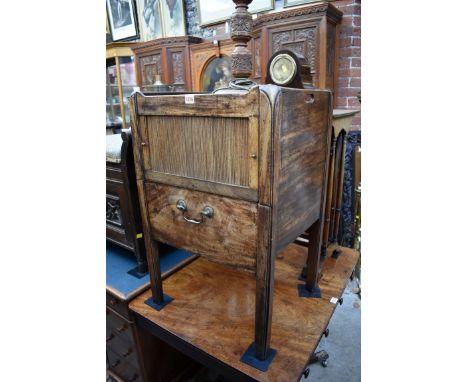 A George III mahogany tray top commode, 50cm wide.&nbsp;&nbsp; 