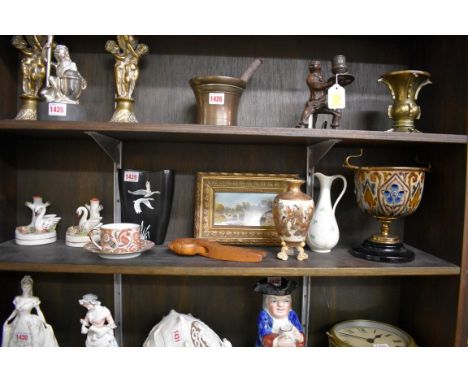 A mixed lot,&nbsp;to include a Doulton Lambeth lamp base; a Crown Devon vase; a pair of Scandinavian nutcrackers; a satsuma v