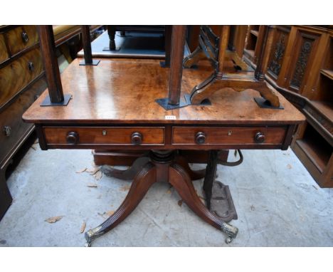 A Regency mahogany pedestal sofa table, 89.5cm wide.&nbsp; 