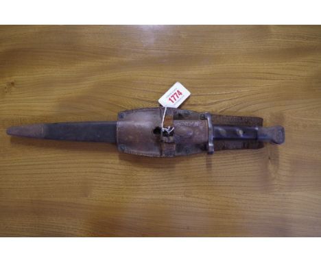 A British M1888 MkI type 2 Lee Metford bayonet and scabbard. 