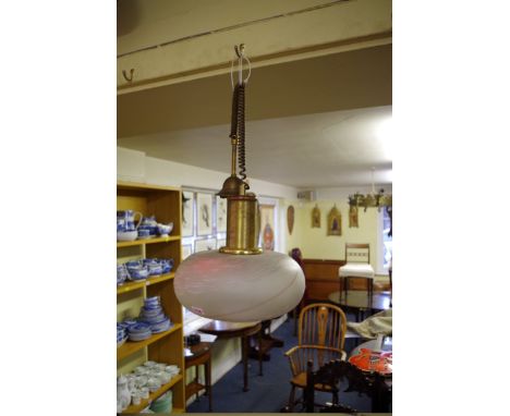 A vintage glass ceiling light,&nbsp;33cm diameter.&nbsp; 