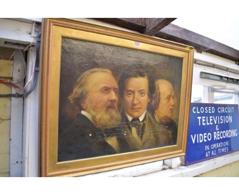 Continental School, a triple portrait of three US Congressmen, oil on canvas, 44.5 x 60cm.&nbsp; 