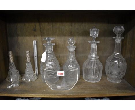 A collection of 19th century and later clear glass,&nbsp;to include an Orrefors engraved vase, 16.5cm wide. 