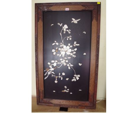 A pair of Japanese mother of pearl shibyama panels,&nbsp;90 x 48cm, (losses). 