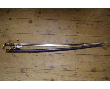 A Wehrmacht Heer officer's sabre and steel scabbard, the 82cm blade inscribed 'Puma Solingen', No.5'. 