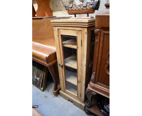 A small pine pillar display cabinet,&nbsp;44.5cm wide. 