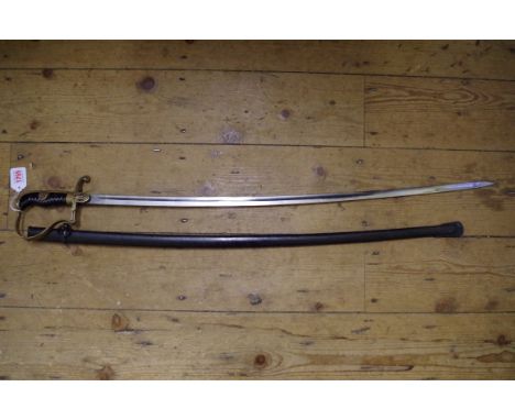 A World War II German army officer's sword and steel scabbard, having 82cm blade. 