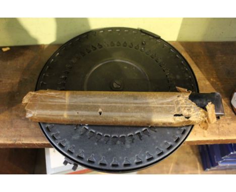 Two metal ammunition cartridge magazines from a Russian DPD submachine gun 