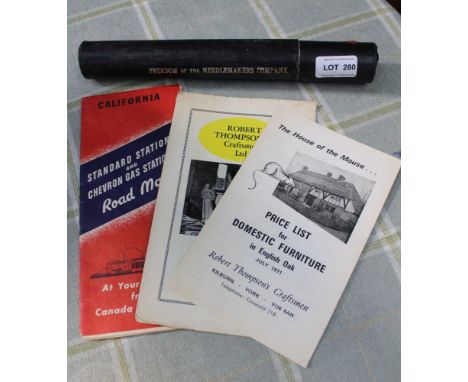 A selection of printed ephemera to include Robert 'Mouseman' Thompson pricelist from 1971, together with a publicity leaflet,