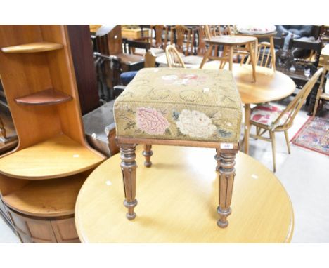 A Victorian mahogany stool having tapestry seat, approx. 38 x 38cm