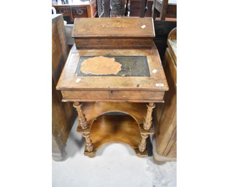 A 19th Century walnut davenport desk, width approx. 53cm