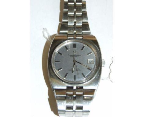 A gentleman's stainless steel Omega Constellation chronometer automatic wristwatch, having a silvered dial with baton indices