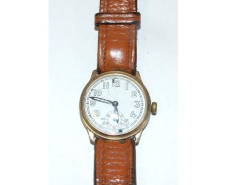 A gentleman's 9ct gold Rotary wristwatch, the white enamel dial with Arabic numerals and subsidiary seconds dial