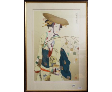 A Japanese limited edition print, Makizuri, 326/350, signed in pencil to the margin