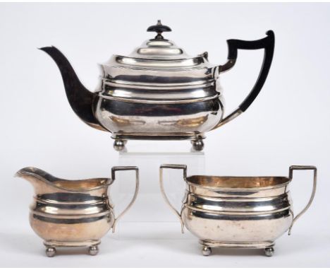 A silver three piece tea service, Sheffield 1942, approx. 36.1 ozt (all in) (3)  See illustration