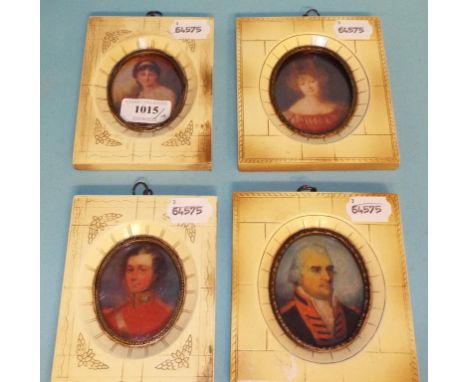 Four oval miniature portrait prints (4)