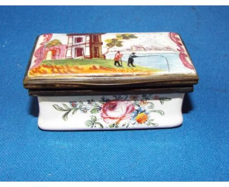 A Bilston style enamel rectangular box (a.f.), 6 cm wide