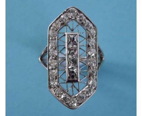 An Art Deco style diamond panel ring  See illustration