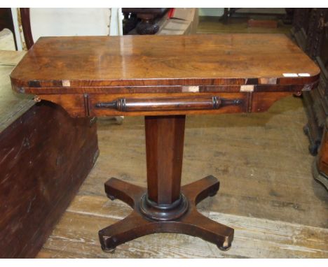 An early Victorian rosewood card table, 90 cm wide