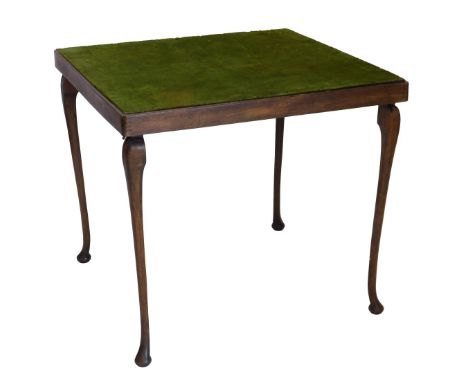 A beech card or bridge table, with folding cabriole legs, 76cm wide. 