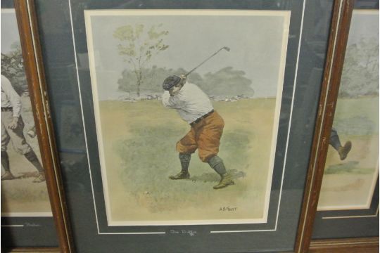 COLLECTABLES - A collection of 6 framed golfing prints, each measuring ...