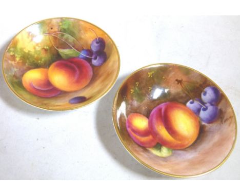 ROYAL WORCESTER BOWLS. Royal Worcester miniature Fallen Fruits bowls signed Shuck and Honey